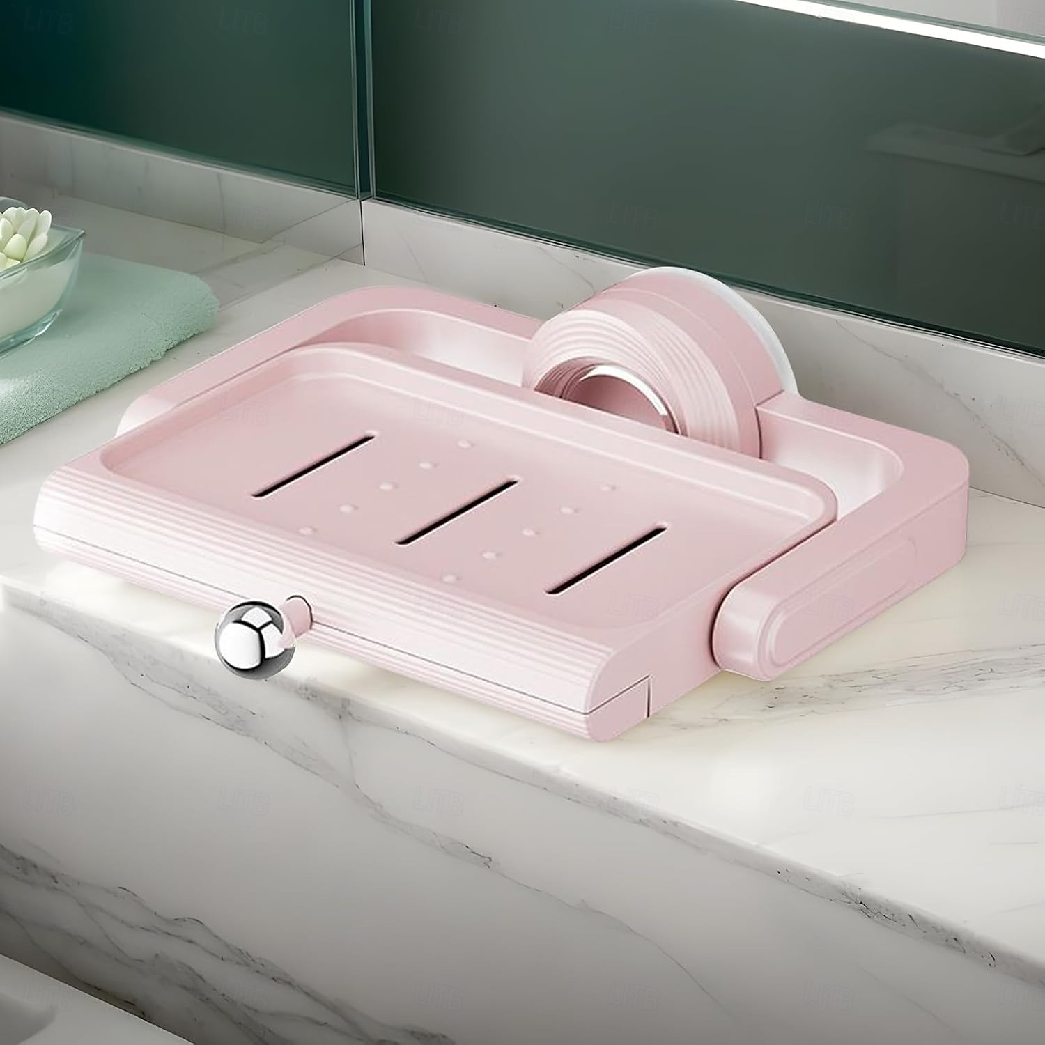 Wandgemonteerde zuignap roterende zeepbak met afvoer, niet-borende spons en zeeprek organizer, perfect voor douche, badkamer, bad en keukengootsteen 2025 - $13.99 –P12
