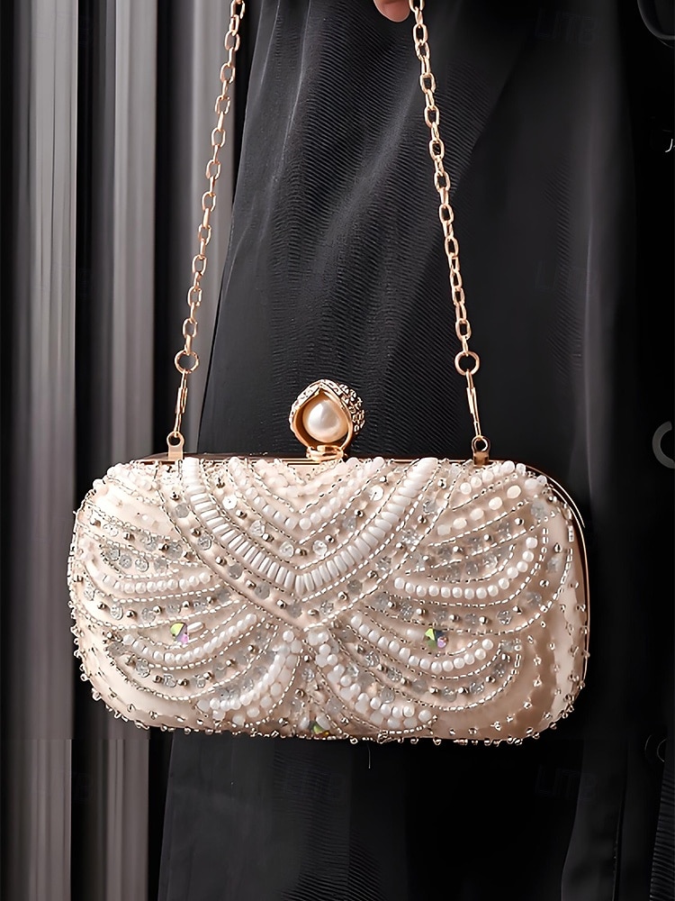 תיק קלאץ' ערב לנשים מעוטר פנינים, חרוזי קריסטל ועיצוב וינטג' בסגנון אר-דקו – תיק יד אלגנטי לאירועים מיוחדים ומסיבות 2026 - $42.99 –P3