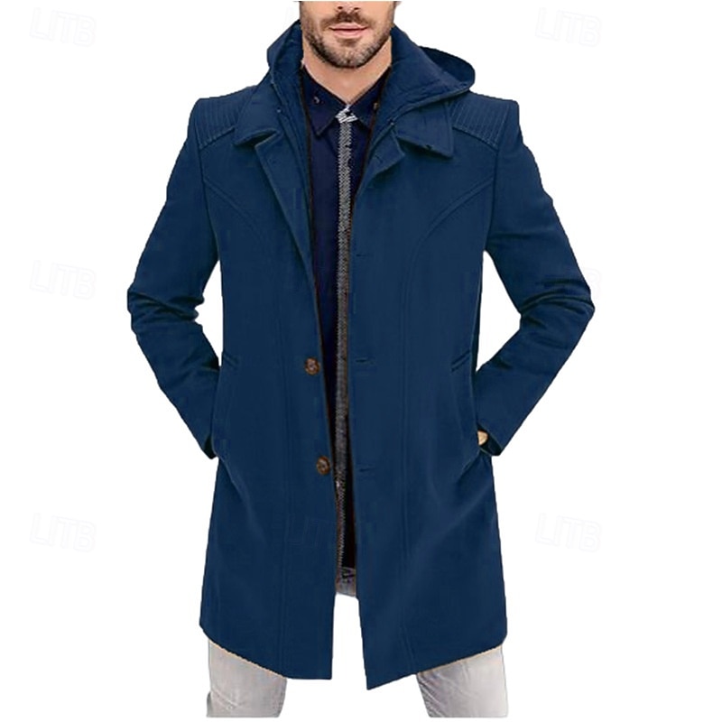 Herren Parka Trenchcoat Urlaub Täglich Herbst Winter Polyester Winddicht Oberbekleidung Bekleidung Mode Klassisch Einfach Tasche Mit Kapuze Reisverschluss 2025 - $52.99 –P6