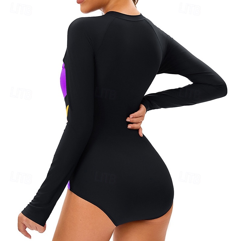 Femmes Maillot de bain Maillot Anti UV Protection Solaire UV UPF50+ manche longue Maillot de Bain Zip Up Natation Surf Patchwork Été Printemps Automne de 2025 ? $25.99 –P8