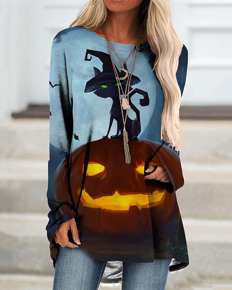 Pentru femei Rochie Mini Rochie hanorac Rochie casual Modă Modern În aer liber Halloween Zilnic Fit regulat Dovleac Manșon Lung Stil Nautic Negru Albastru piscină Mov Portocaliu Primăvară Toamnă 2025 - $19.99 –P4