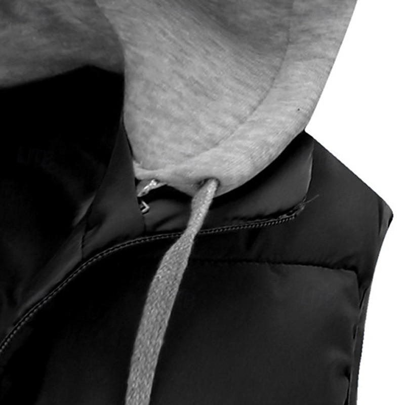 Herr Pufferväst Väst Gilet Semester Dagligen Datum Mode Ledigt Vinter Ficka Polyester Håller värmen Bekväm Ensfärgat Dragkedja Huva Normal Svart Rubinrött Orange Mörkblå Väst 2025 - $26.99 –P6