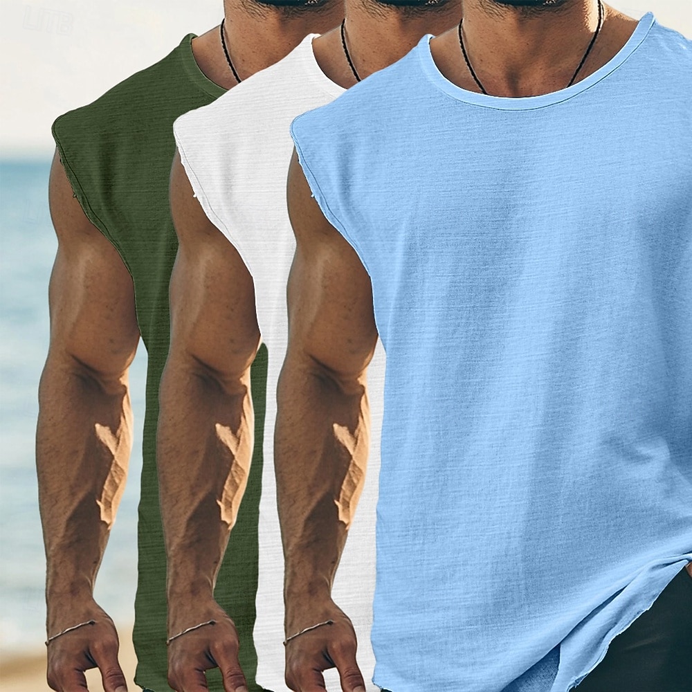 Homme T-shirt Sans manches Manche Courte Manches Courtes Col rond Été Uni Mode Classique Occasionnel 3 Pièces Basique Pur Occasionnel Rue Sports H T-shirt haut de gamme pour homme de 2026 ? $47.99 –P4