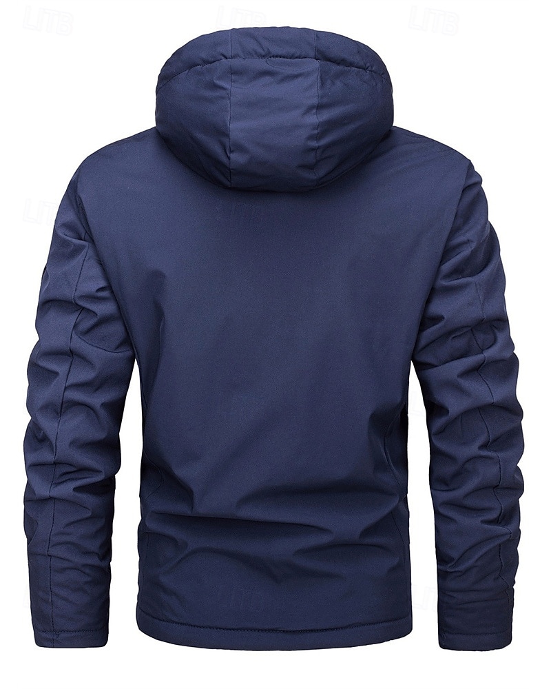 Herr Utomhusjacka Regnrock Hoodiejacka Vandringsjacka Semester Dagligen Vattentät Vindtät Ficka Vår Höst Slät Mode Klassisk Huva Normal Svart Rubinrött Marinblå Kungsblå Jacka 2026 - $37.99 –P6