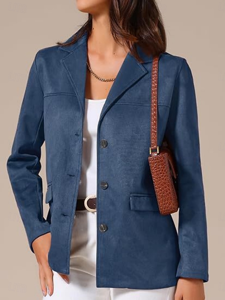 Femmes Veste Décontractée Confortable Respirant Boutons ancien Occasionnel Uni Vacances Rue Occasionnel Tenue quotidienne Simple Boutonnage Régulier Col Rabattu Coupe régulière manche longue de 2025 ? $33.99 –P6
