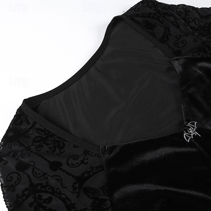 Готика Мини Платья Летучая мышь ведьма Кружева Бархат Корсет Цветочный принт Маскарадный костюм Жен. фантазия Хэллоуин Карнавал Выступление Для вечеринок Взрослые Платье 2026 - $57.99 –P7