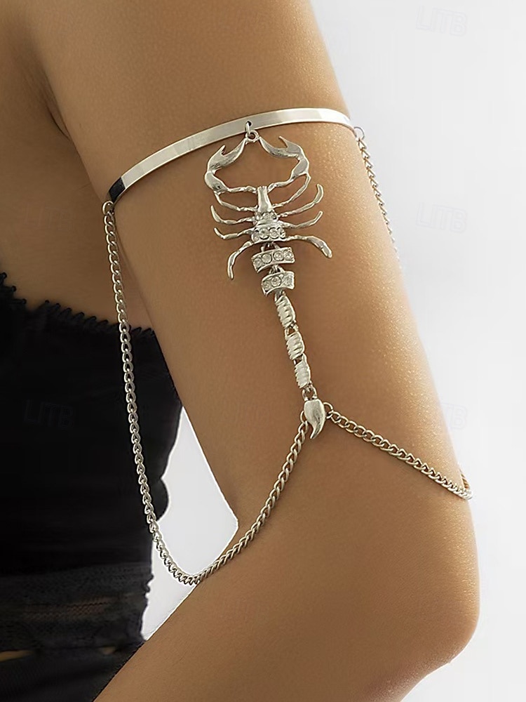 Halloween-armband met schorpioenvormige strasssteentjes voor dames, stoere punkstijl, perfect voor feestoutfits en gewaagde kostuums 2025 - $9.99 –P12