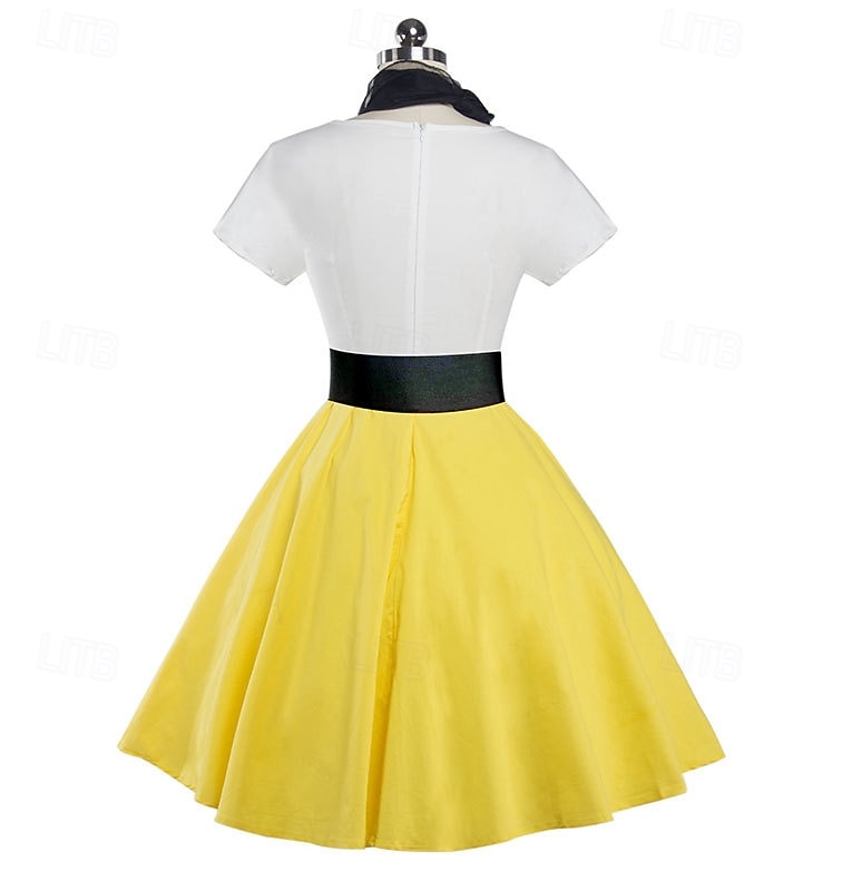 Retro / vintage Femtiotal Grease-kläder Klänningar Kläder Pudelkjolar Tryck Maskeradkläder Dam Karnival Maskerad Prestanda Fest Vuxna Klänning Skärp Halsduk 2025 - $40.99 –P5