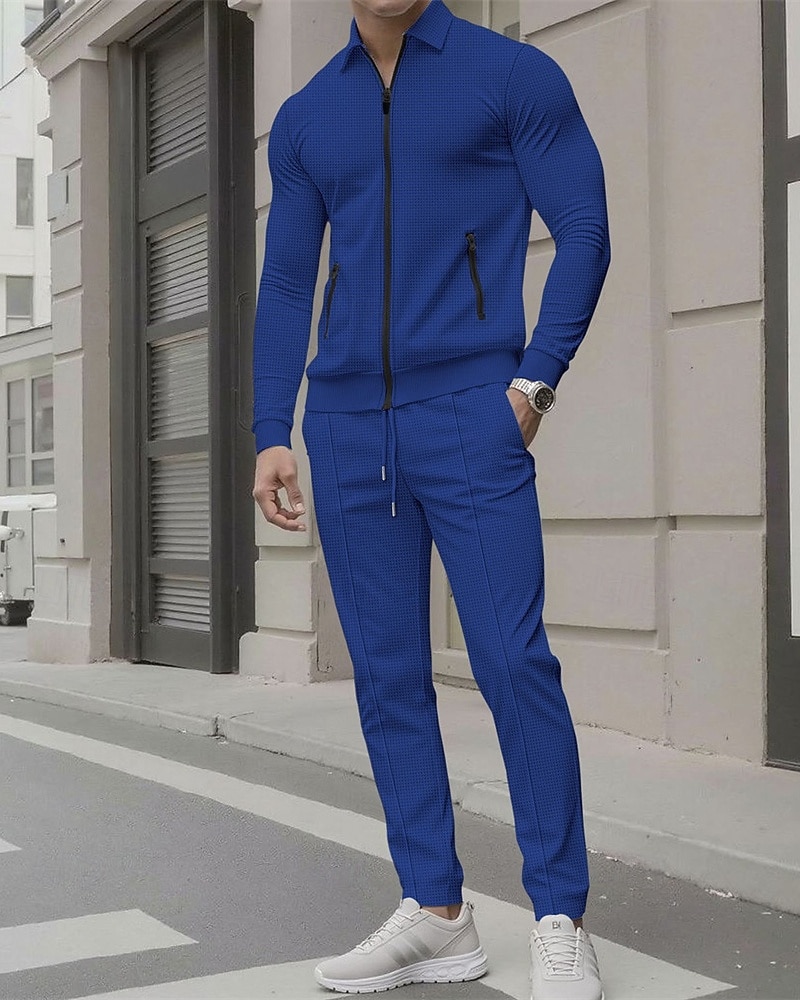 Herren Leichte Jacke Freizeitjacke Set Urlaub Täglich Atmungsaktiv Tasche 2 teilig Frühling Herbst Einfach Mode Klassisch Revers Regulär Schwarz Weiß Königliches Blau Khaki Grau Jacken 2025 - $36.99 –P13