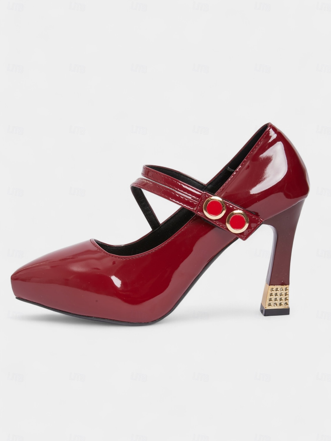 Women's Burgundy Patent Leather Mary Jane Heels - Square Toe Dress Shoes with Double Straps for Cocktail Parties & Evening Events 2025 - $34.99 –P5