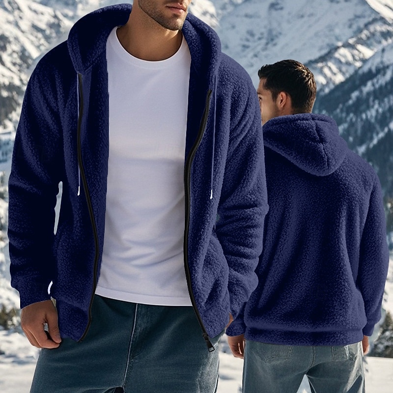 Per uomo Felpa con cappuccio Felpa con cappuccio a zip intera Felpa con cappuccio in pile Nero Blu marino Cachi Grigio Con Cappuccio Semplice Oversize Sport & Outdoor Casuale Quotidiano Streetwear del 2025 a $32.99 –P3