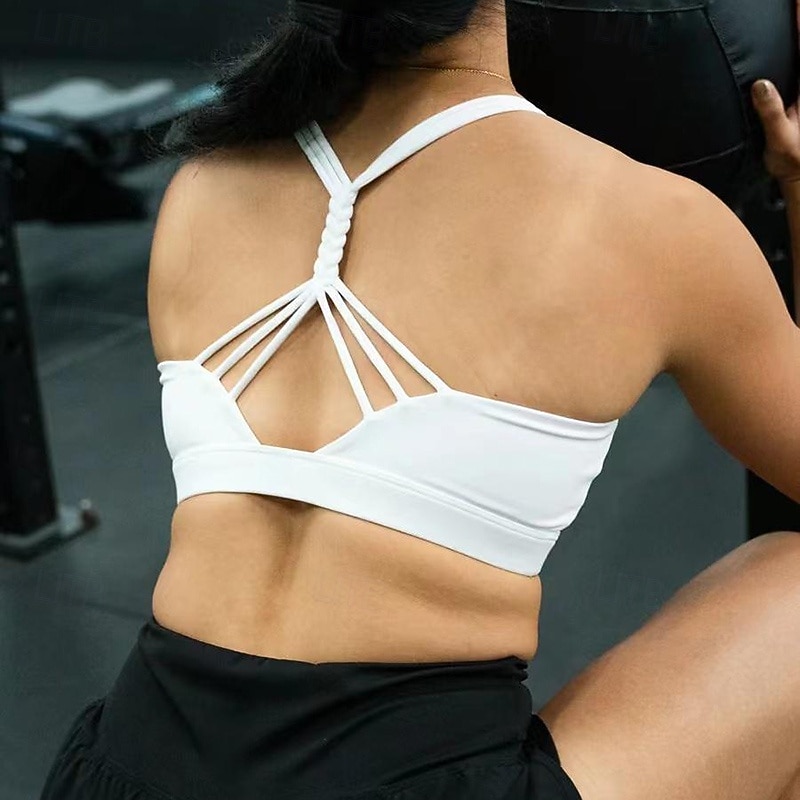 Damskie Biustonosz do jogi Stanik sportowy Bielizna Střední podpora z wyjmowanymi miseczkami Krzyżowe plecy Jednolity/zwykły kolor Sport Odzież sportowa Czarny Biały Bransoletka tenisowa Trening 2026 - $79.99 –P5