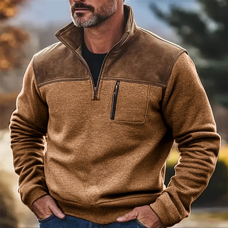 Homens Moletom Moletom com capuz Estacionar Moletom com zíper Verde Tropa Marron Cinzento Colarinho Clerical Tecido Patchwork Desportos e Ar livre Casual Diário Roupa de rua Legal Roupa de Esporte de 2025 por $32.99 –P1
