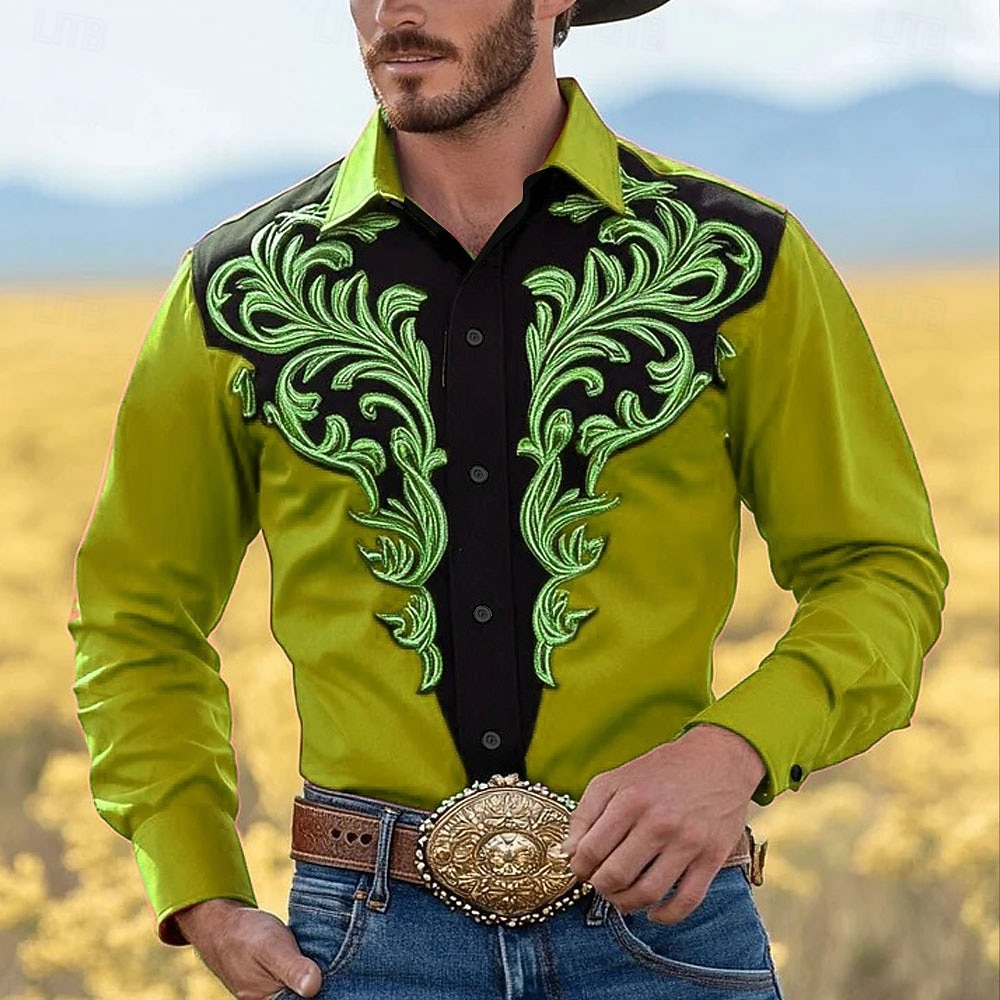 Per uomo Stampa Floreale Fiori Camicia Camicia Western Camicia da cowboy Manica Lunga Vintage Retrò All'aperto Vacanza Primavera Autunno Collo ripiegato Stampa 3D Camicia tipo lino Rosso Arancione del 2026 a $27.99 –P3