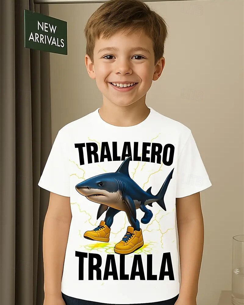 T-shirt graphique pour garçon Tralalero Tralala Shark - T-shirt d'été décontracté violet vif avec requin imprimé en 3D &Baskets design respirant col rond manches courtes haut pour un usage quotidien de 2025 ? $11.99 –P10