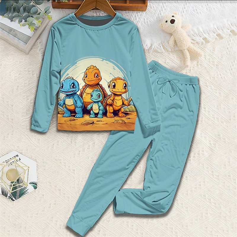 Para Meninos 3D Dinossauro Conjuntos de pijama Conjuntos de pijama com camiseta e calça Manga Longa Impressão 3D Outono Inverno Ativo Básico Infantil 4 anos + Gola Redonda Casa Diário Normal de 2025 por $16.99 –P2