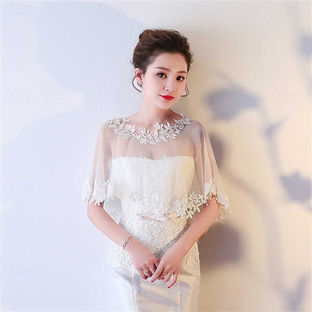Chaquetas de bolero de encaje para novia, boda, chal, fiesta formal, graduación, noche, capa para novia, dama de honor, encogimiento de hombros 2026 - $17.49 –P13