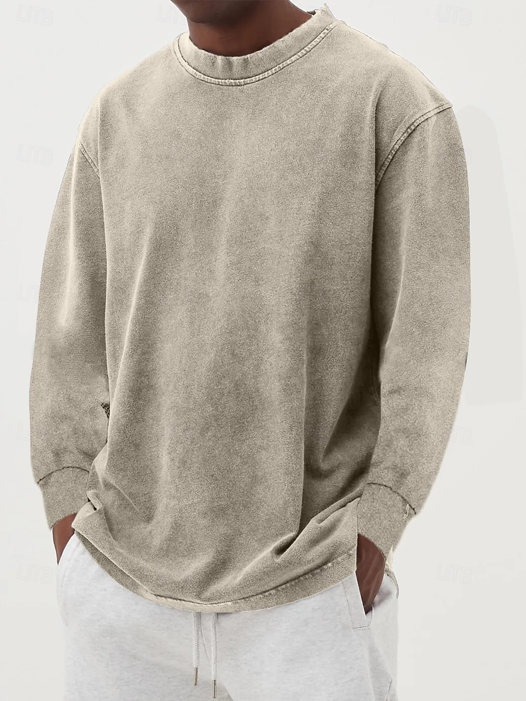Herren T-Shirt Langarmshirt Langarm Rundhalsausschnitt Herbst Winter Retro Einfarbig Mode Designer Nostalgisch Mode Jahrgang Urlaub Straße Ausgehen Schwarz Himmelblau Olive Top T-Shirt für Herren 2025 - $27.99 –P8