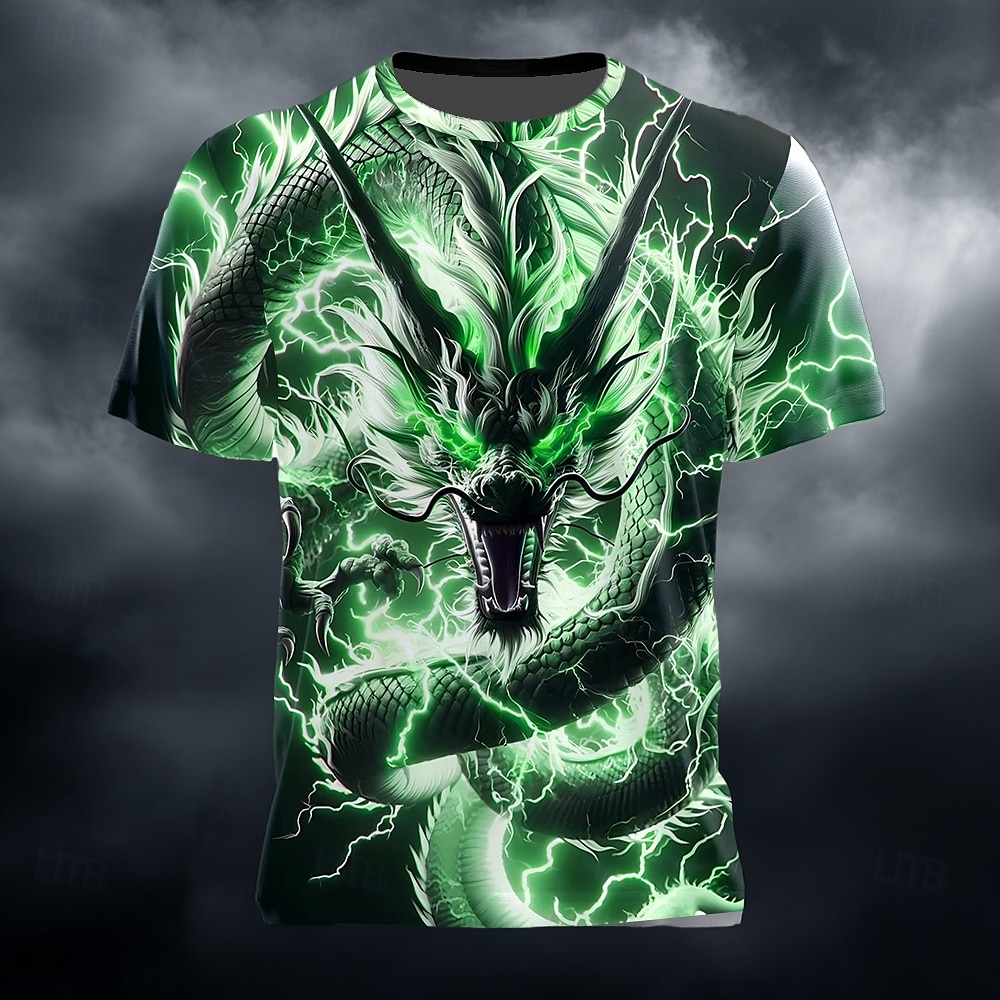 Herren Drache 3D T Shirt Kurzarm T-Shirt 3D-Druck Rundhalsausschnitt Hemd Übertrieben Designer Party Straße Lässig Blau Purpur Grün Sommer Frühling Bekleidung S M L XL XXL XXXL 2026 - $9.49 –P4