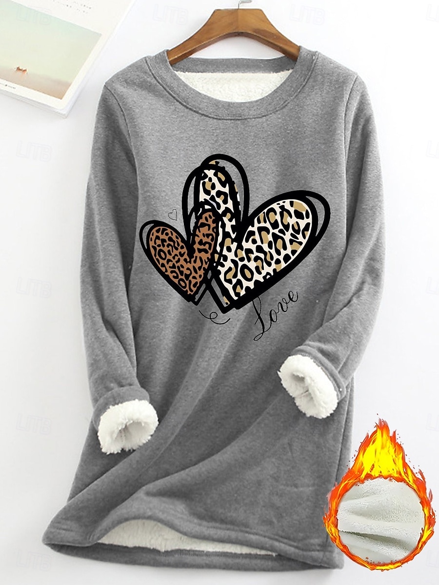 Felpa da donna felpa foderata in pile pigiama caldo grafica a cuore calda casual morbida maniche lunghe collo rotondo lunghe casual rosa chiaro gialla rosa scuro rossa blu primavera autunno inverno del 2025 a $23.99 –P6