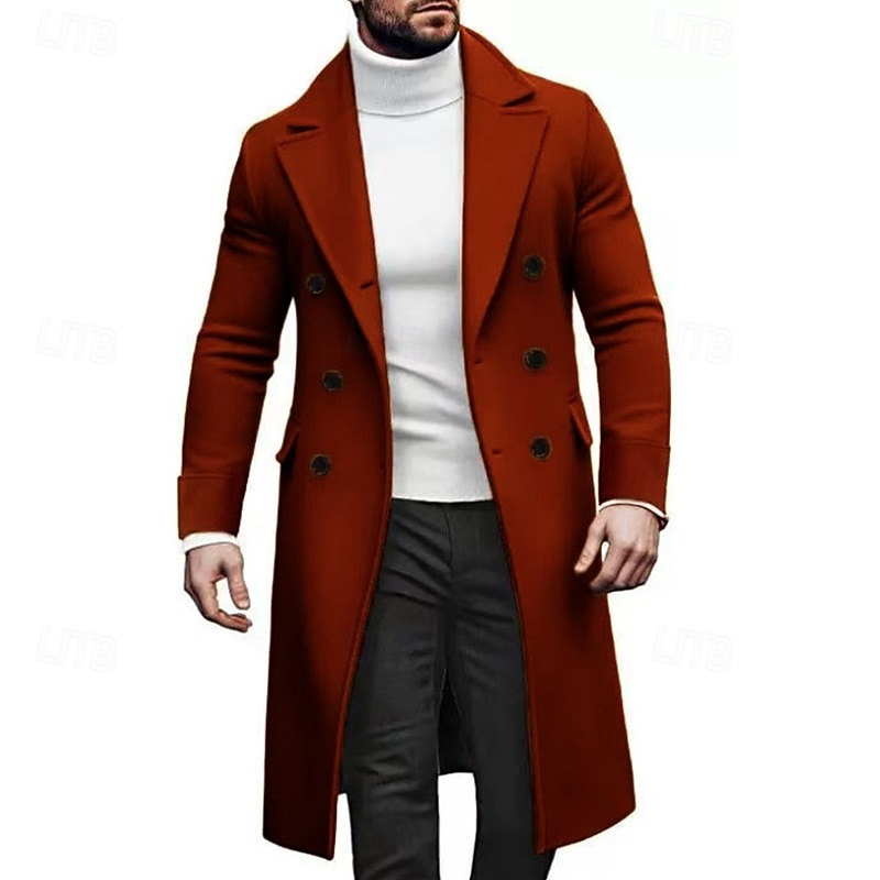 Herren Mantel Trenchcoat Langer Trenchcoat Urlaub Täglich Herbst
