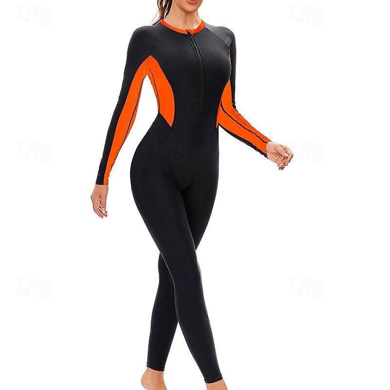 Dame Badedrakt Rash-guard UV Solbeskyttelse UPF50+ Langermet Badetøy Ta igjen glidelåsen Svømming Surfing Lapper Vår Høst 2025 - $32.99 –P7
