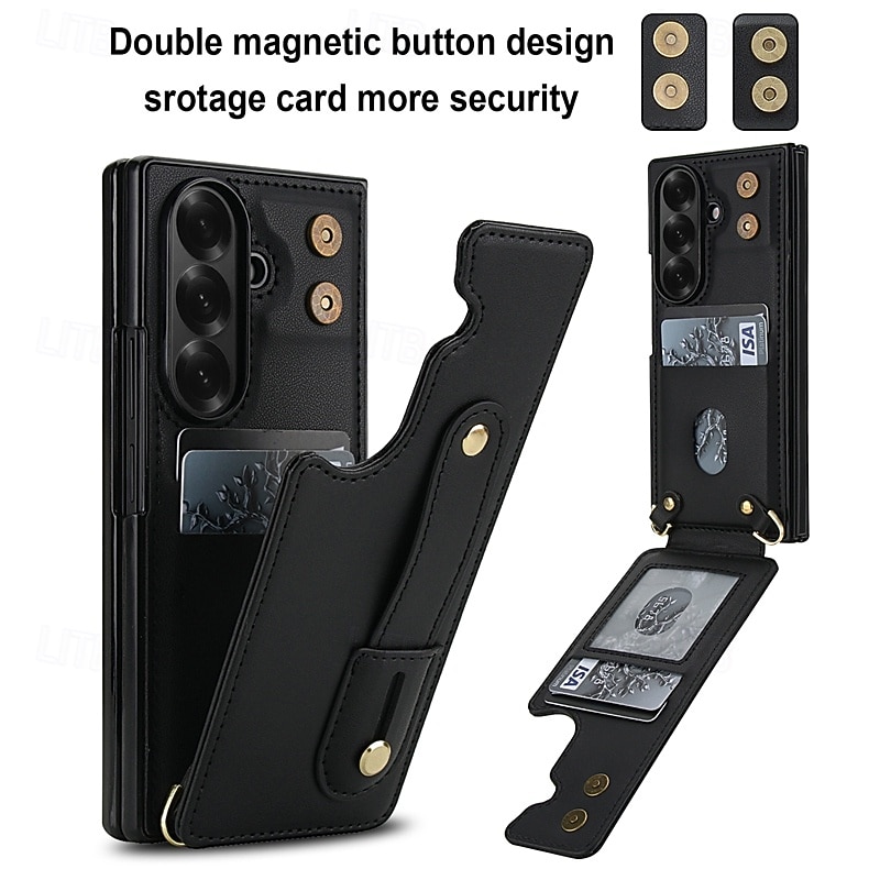 Phone Case For Samsung Galaxy Z Fold 7 Z Fold 6 Z Fold 5 Z Fold 4 with Wrist Strap Kickstand Card Slot Retro TPU PU Leather 2026 - $18.99 –P9