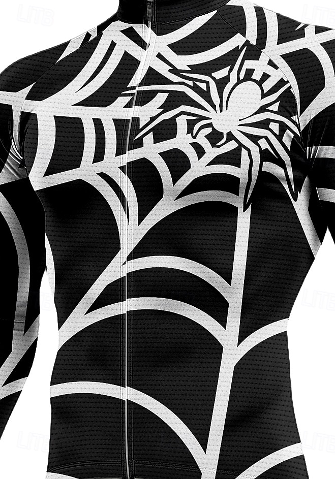 Homme Hauts Maillot de cyclisme Graphique Géométrique Araignée manche longue Cyclisme Maillot Top avec 3 poches arrière Soleil Protection solaire Écran solaire Séchage Rapide Des sports Noir Vêtement de 2026 ? $34.99 –P3