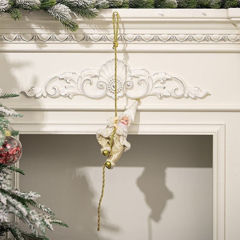 Décoration de Noël en forme de Père Noël grimpant, poupée de Père Noël en résine à suspendre, figurine de Père Noël grimpant à la corde pour décoration d'arbre de Noël, de mur et de fenêtre de 2025 ? $9.49 –P8