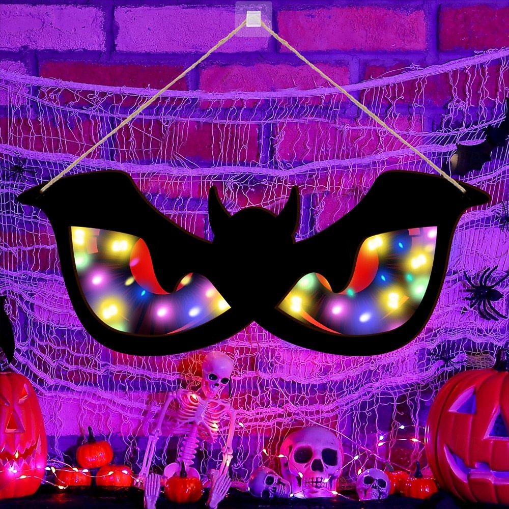 Halloween Decorations Spooky Eyes Lights 21 Inch Large Wooden Halloween Window Eye Lights with 8 Color Modes and USB/Battery Operated for Home Wall Window Trees Halloween Decor 2025 - $29.99 –P2