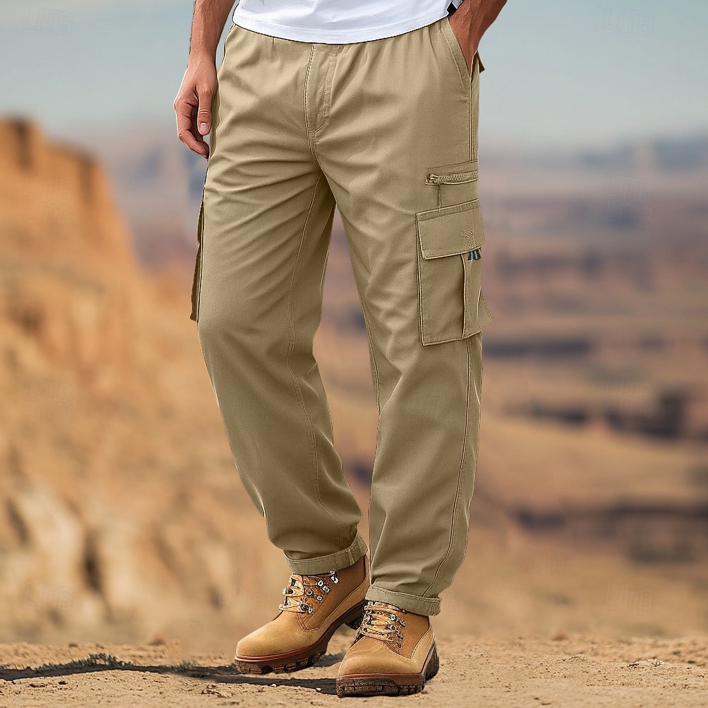 Voor heren Cargohosen Cargo-broek Vechtbroek Zak met rits Effen Kleur Effen Sneldrogend Lichtgewicht Volledige lengte Buiten Casual Dagelijks Vakantie Etnische stijl Zwart Leger Groen 2026 - $22.99 –P4