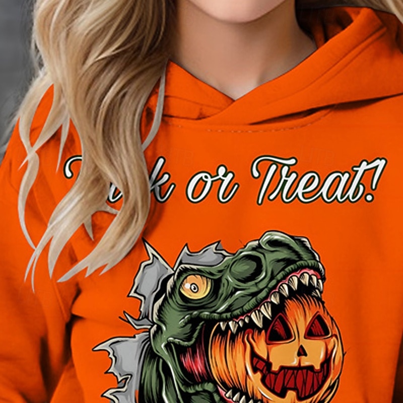 Halloween Dla chłopców 3D Dynia Dinozaur Bluza z Kapturem Długi rękaw Wiosna Jesień Moda Moda miejska Dzieci 4-12 lat Kaptur Na zewnątrz Codzienny Regularny 2025 - $18.99 –P2