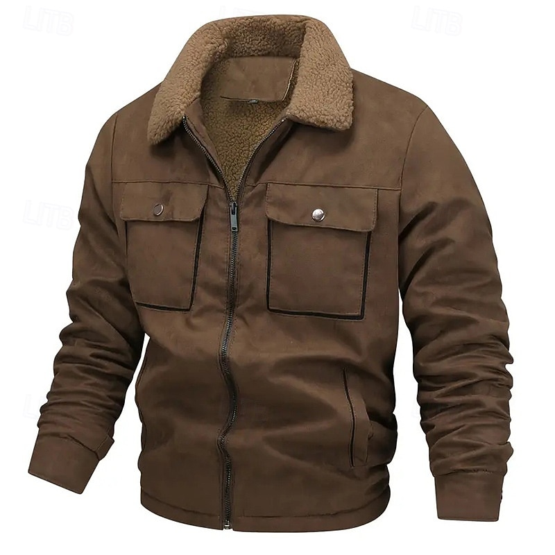 Per uomo Giacca in finta pelle scamosciata Giacca Sherpa Giacca in Camoscio Marrone Casuale Quotidiano Calore Termico Tasca Autunno Inverno Attivo Vintage Regolare Nero Caffè Grigio Giacca del 2025 a $45.99 –P2
