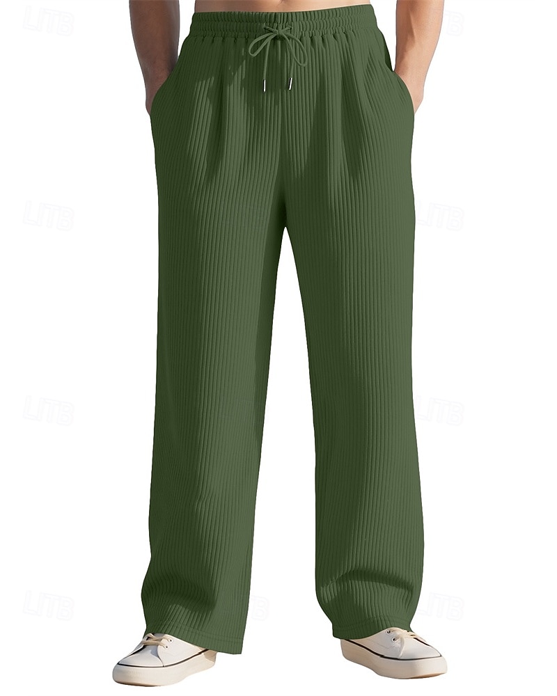 Pánské Tepláky Kordurové kalhoty Kalhoty Tepláky s rovnými nohama Šňůrky Kapsy Elastický pas Bez vzoru Pohodlné Outdoorové sporty Denní Módní Na běžné nošení Vojenská zelená Černá Lehce elastické 2026 - $18.99 –P2