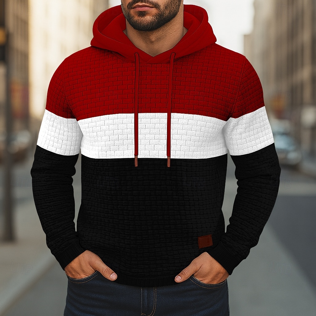 Herren Kapuzensweatshirt Pullover Kapuzensweatshirt Weiß Gelb Armeegrün Rote Marineblau Mit Kapuze Farbblock Einfach Patchwork Farbblock Strukturiert Sport & Outdoor Lässig Täglich Streetwear Cool 2025 - $17.99 –P7