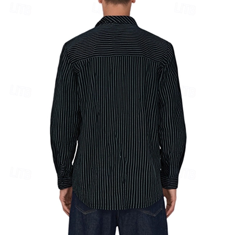 Per uomo Camicia Camicia Estiva Camicia casual Camicia da Spiaggia Camicia con Bottoni Nero Bianco Kaki Azzurro Manica Lunga A righe Colletto alla coreana Vacanza Camicia hawaiana Abbigliamento del 2025 a $28.99 –P7