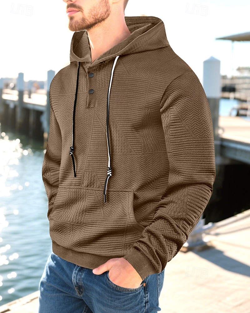 Homens Moletom Moletom com capuz Preto Branco Amarelo Azul Marinha Café Com Capuz Tecido Jacquard Com Cordão Bolsos Estriado Desportos e Ar livre Diário Feriado Poliéster Roupa de rua Básico Casual de 2025 por $23.99 –P3
