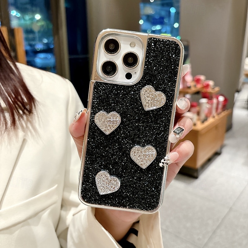 telefono Custodia Per iPhone 16 15 14 Pro Max Plus 16e 13 Pro Max Copertura Posteriore Glitter scintillanti Resistente agli urti Cuore PC del 2025 a $11.99 –P11
