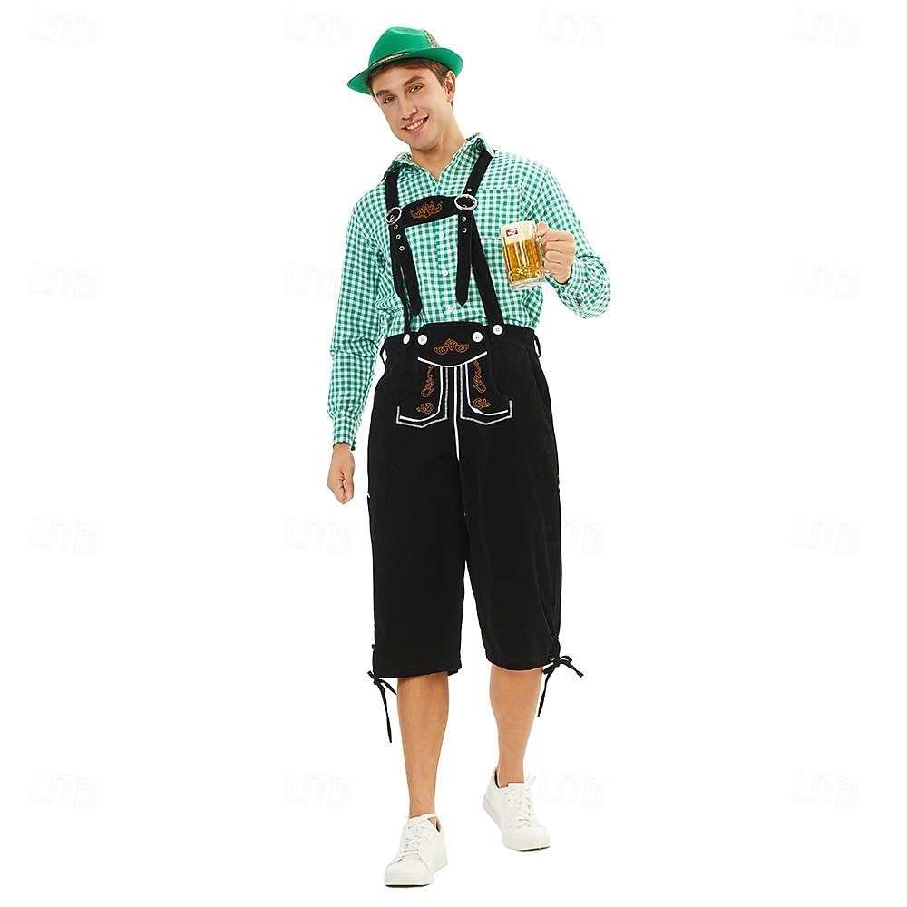 Carnaval Oktoberfest bier Oktoberfest Outfits Gemaskerd Bal Lederhosen Bavarian Duits Traditionele stijl Weiden Voor heren Carnaval Feest Halloween Doek in traditionele stijl Top Short Hoed 2026 - $53.99 –P10