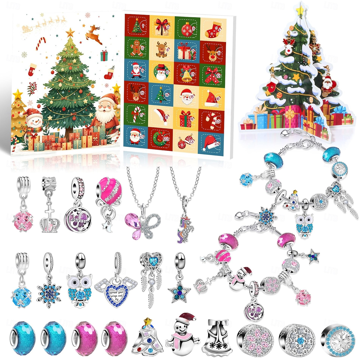 2025年 女の子向けクリスマスアドベントカレンダーブレスレット2025、24日間DIYジュエリー製作キット（チャームビーズ22個と調節可能なブレスレット2個付き）、子供、ティーン、女性へのクリスマスカウントダウンギフト  コレクション – $27.29 –P5