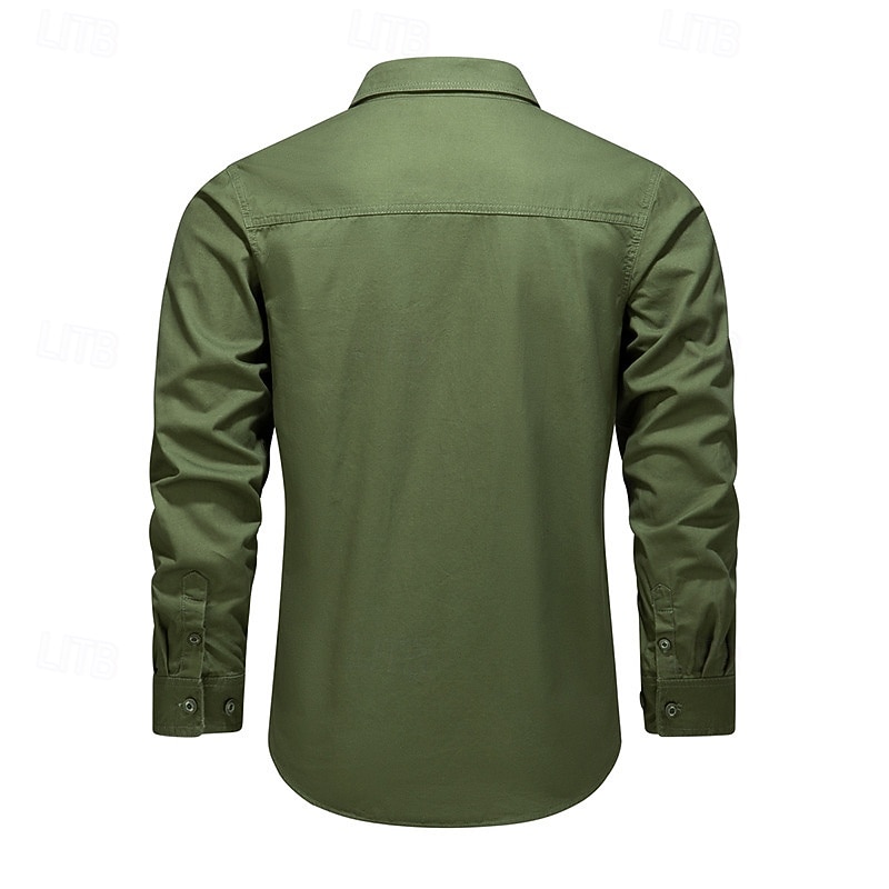Hombre camisa cargo Camisa para senderismo Manga Larga Cuello Vuelto Camiseta Al aire libre Transpirable Primavera Otoño Algodón Negro Verde Ejército Caqui Caza Rutina de ejercicio Viaje 2026 - $32.99 –P8