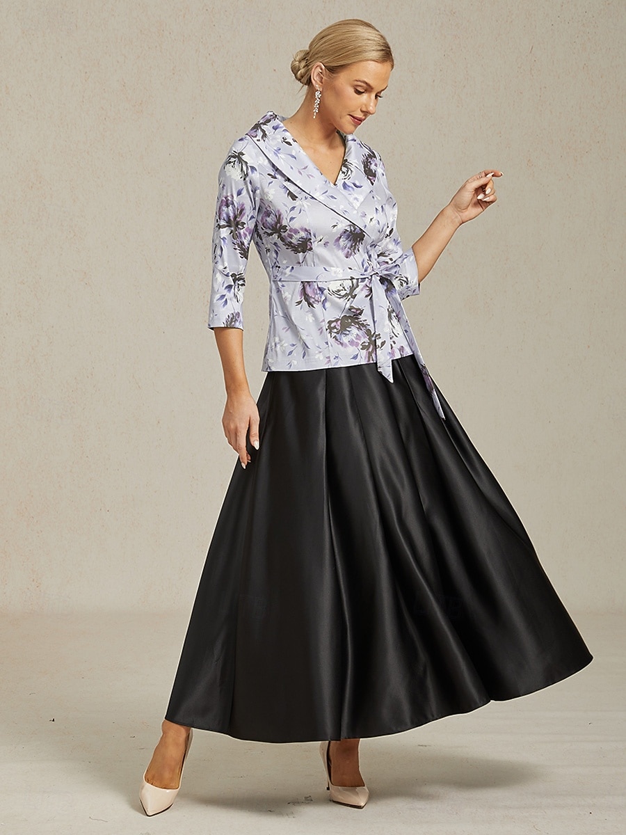 Femmes Hauts Élégants Fleuri Élégant ancien Mariage Manche 3/4 Col en V Hauts Réguliers robe demoiselle d honneur Tenue de soirée Violet Claire Printemps, Automne, Hiver, Été de 2025 ? $79.99 –P7