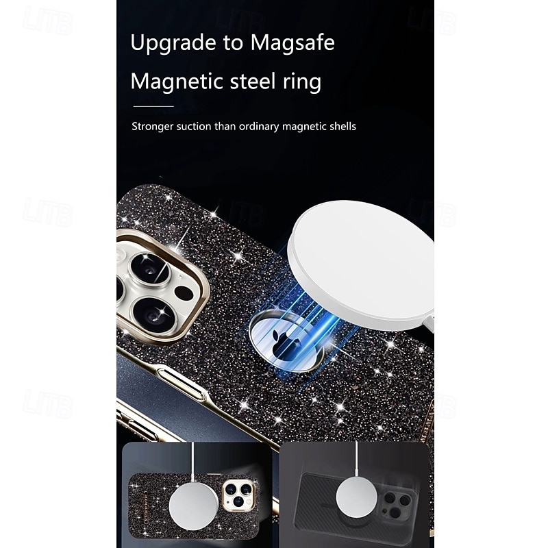 телефон Кейс для Назначение iPhone i16 15 14 Pro Max Plus 13 Pro Max Кейс на заднюю панель Поддержка беспроводной зарядки Блеск Блеск Блестящий Защита от удара Ретро ТПУ ПК 2026 - $21.99 –P7