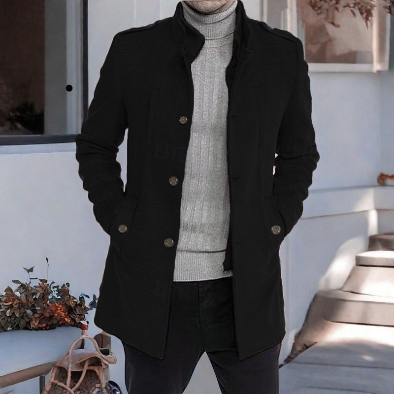 Per uomo Cappotto da marinaio Trench Vacanza Quotidiano Autunno Inverno Poliestere Antivento Capispalla Abbigliamento Moda Classico Semplice Tasca Collo alla coreana Monopetto del 2025 a $48.99 –P4