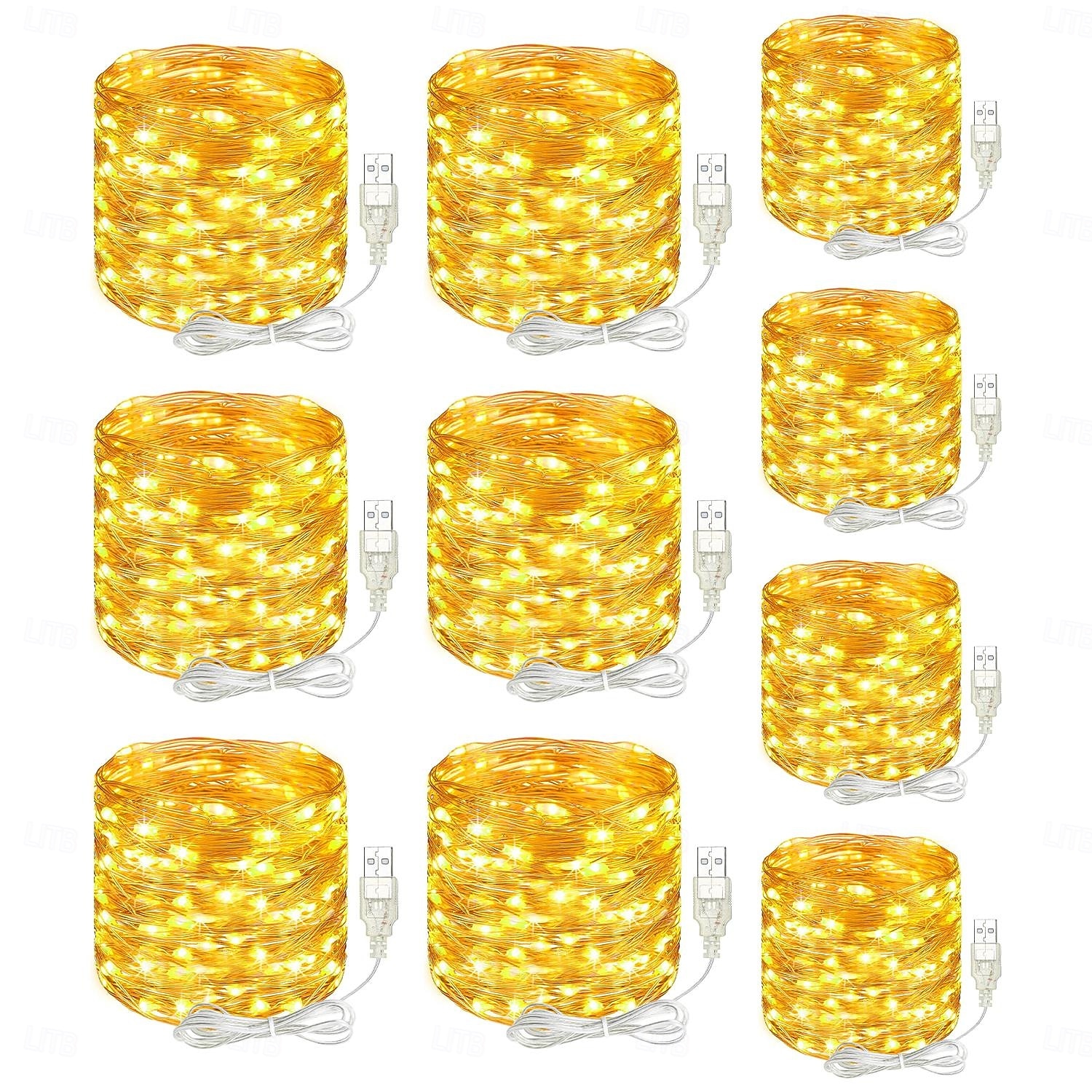 10 db 5 m/16,4 láb 50 led sugár tündérfényfüzér halloween karácsony Valentin nap újév esküvői party fesztivál beltéri és kültéri dekoráció rézdrótos fények usb tápegység ip44 vízálló 2025 - $20.99 –P13