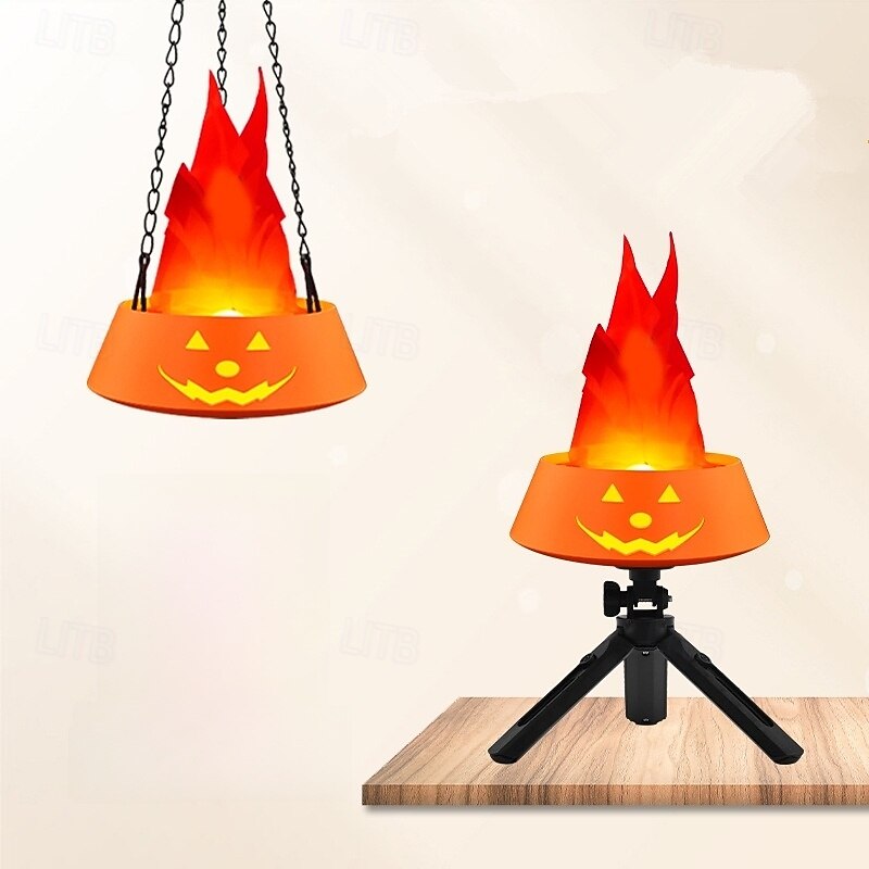 Luce di fiamma finta di zucca, effetto fuoco dinamico 3D, luce di fiamma a LED per Halloween, per sospensione interna/esterna o decorazione da tavolo, accessorio spettrale per feste &illuminazione del 2025 a $43.99 –P4
