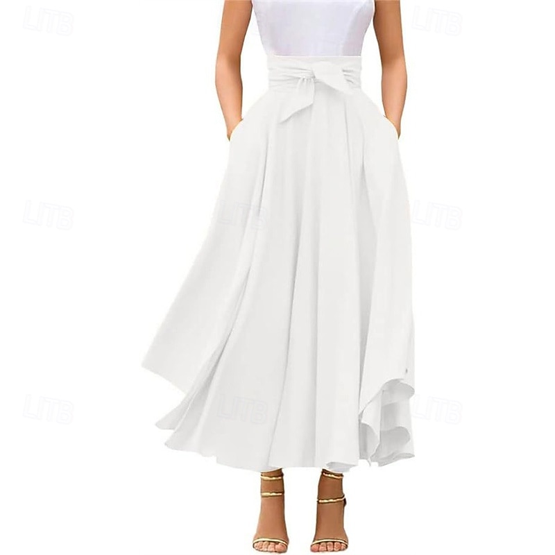 Pentru femei Fustă Leagăn Modă Casual Maxi Talie Înaltă Fuste Tiv neregulat Micro-elastic Casul / Zilnic Sfârșit de săptămână Negru Alb Roșu-aprins Portocaliu Vară Poliester 2025 - $22.99 –P2