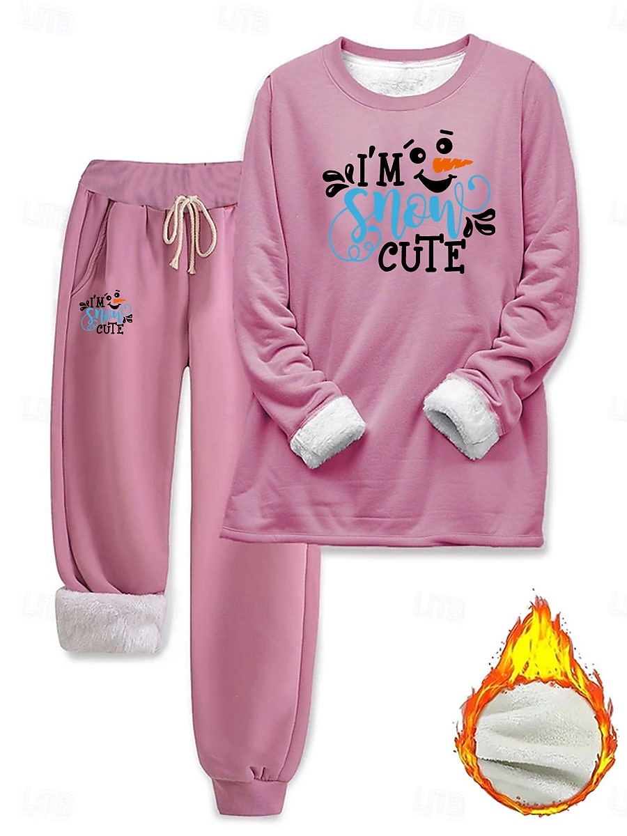 Damen Elegant Warm Mode Zweiteilige Sets Trainingsanzug Hosen-Sets Langarm Bischofsärmel Rundhalsausschnitt Grafik Buchstabe Druck Outdoor Urlaub Täglich Rosa Blau Grau Frühling Normale Passform 2025 - $41.99 –P3