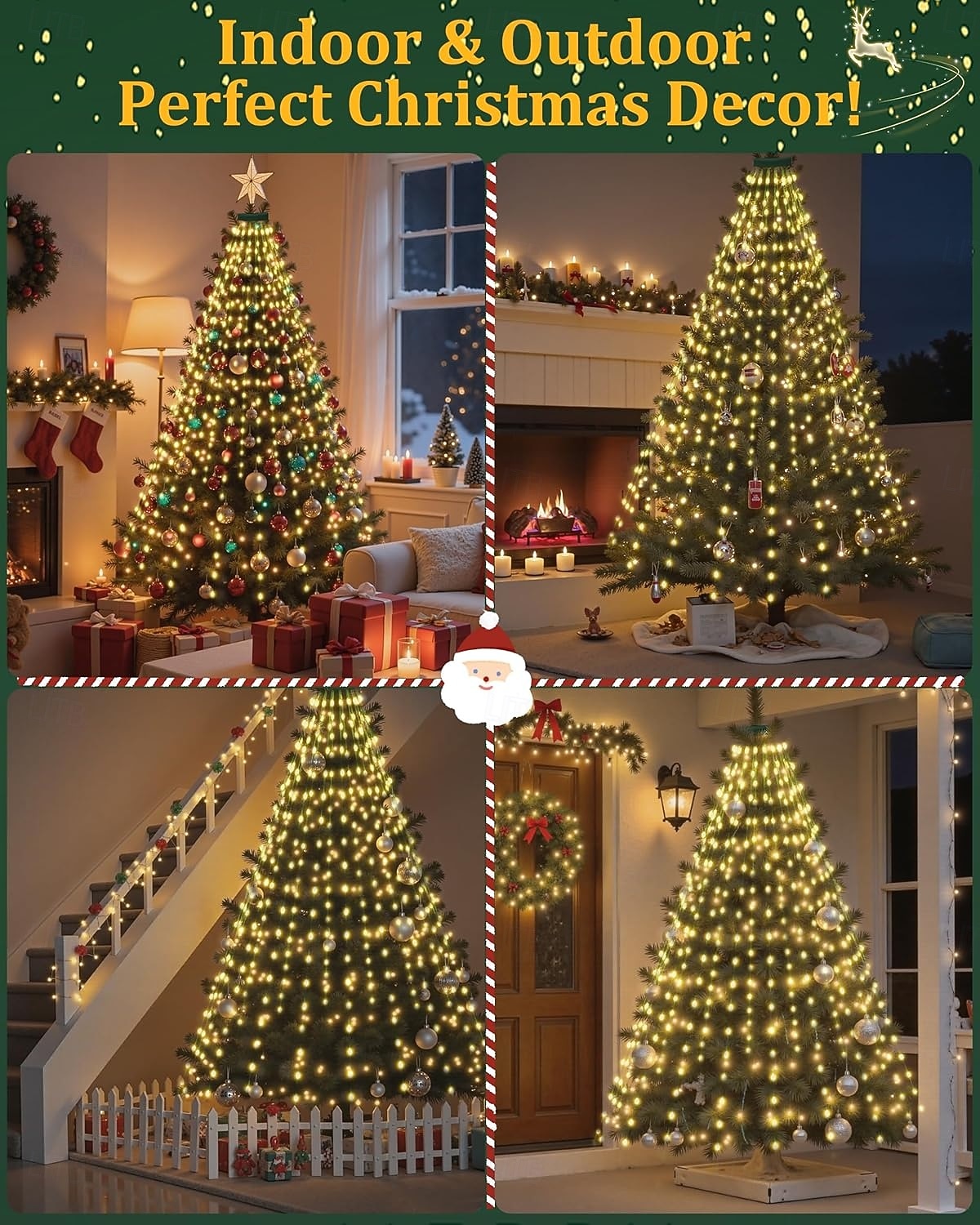 Christmas Tree Lights, LED Christmas Lights with 8 Light Modes, Outdoor Christmas Light with Timing Function for Christmas Decorations 2025 - CAD $21.36 –P1