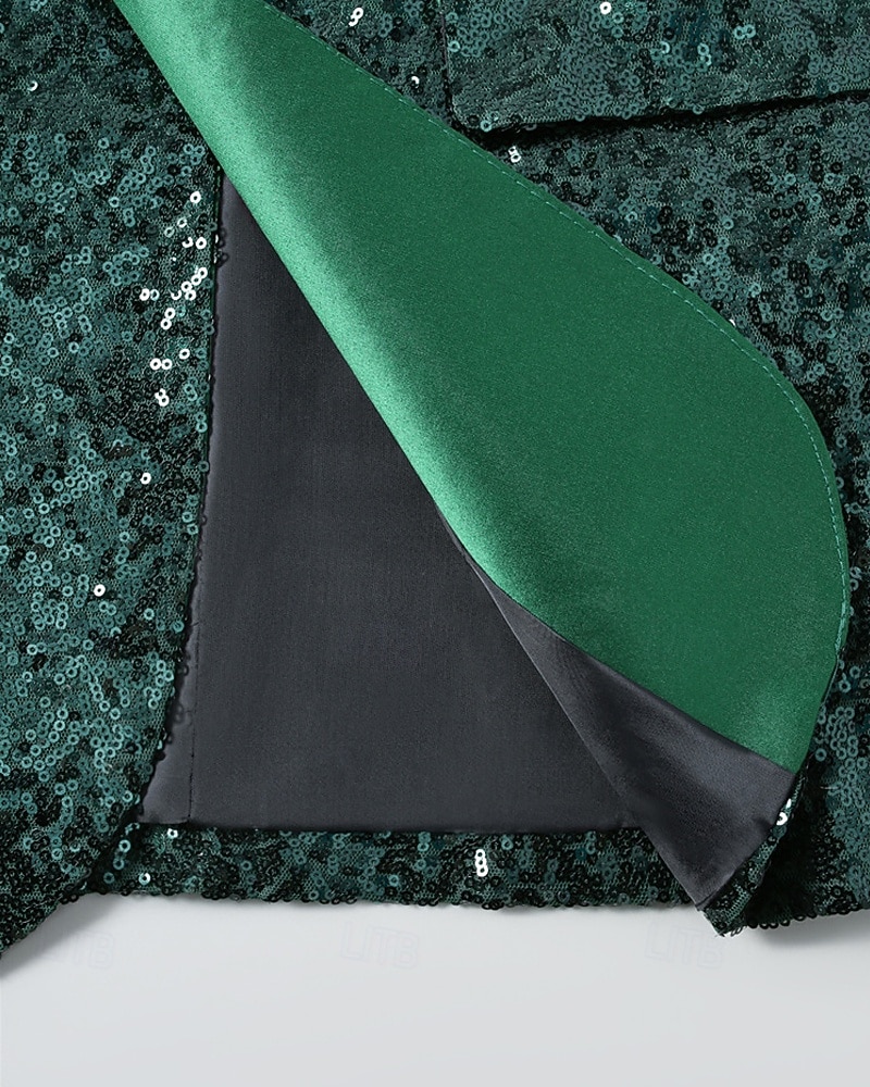 Per uomo Blazer Affari Cocktail party Ricevimento di matrimonio Moda Casual Primavera Autunno Poliestere Semplice Tasca Bottoni Confortevole Monopetto Giacca Verde scuro del 2026 a $60.99 –P5